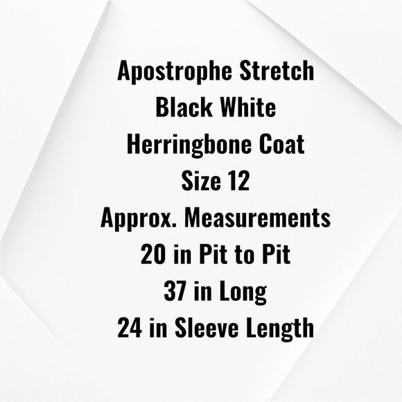 Apostrophe Houndstooth Long Wool Coat Black White Button Front Size 12 - Picture 5 of 11